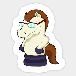 Chess piece Knight as Horse with Sunglasses Sticker